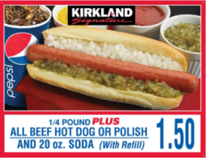 Costco Hot Dog and Soda Menu Item